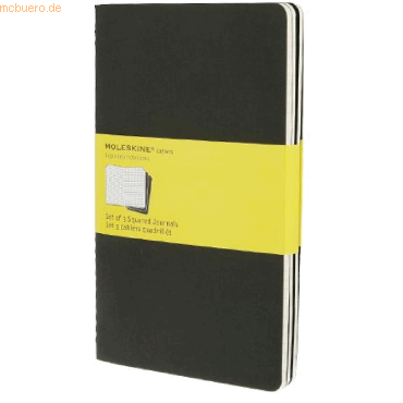 Moleskine Notizheft Cahier L A5 13x21cm VE=3 Stück kariert schwarz von Moleskine