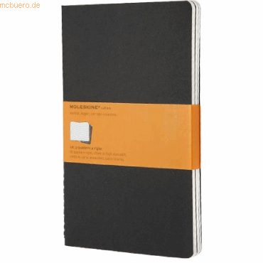 Moleskine Notizheft Cahier L A5 13x21cm VE=3 Stück liniert schwarz von Moleskine