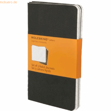 Moleskine Notizheft Cahier P A6 9x14cm VE=3 Stück liniert schwarz von Moleskine