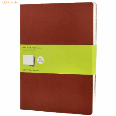 Moleskine Notizheft Cahier XL 19x25cm VE=3 Stück blanko preiselbeerrot von Moleskine