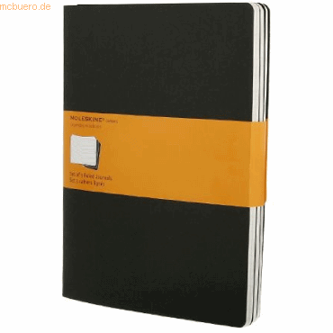 Moleskine Notizheft Cahier XL 19x25cm VE=3 Stück liniert schwarz von Moleskine