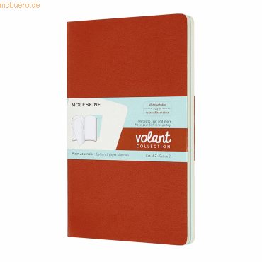 Moleskine Notizheft Volant Large A5 blanko Softcover VE=2 Stück korall von Moleskine