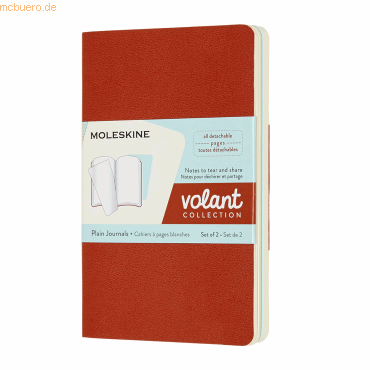Moleskine Notizheft Volant Pocket A6 blanko Softcover VE=2 Stück koral von Moleskine