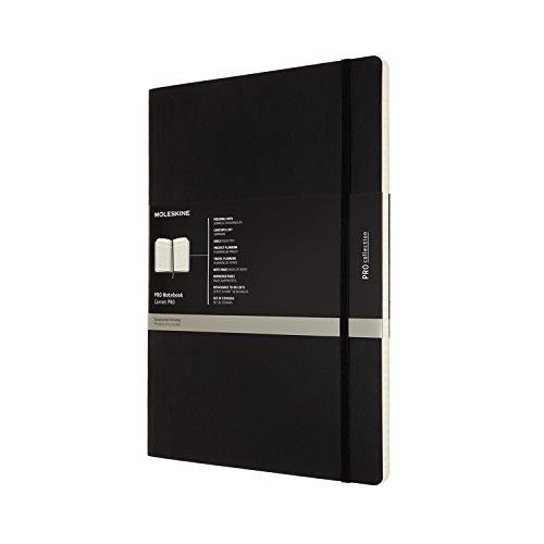 Moleskine - Pro Notebook, Perfektes Notizbuch für die Arbeit - Softcover mit Elastischem Verschluss - A4-Format, 21 x 29,7 cm - Farbe Schwarz, 192 Seiten von Moleskine