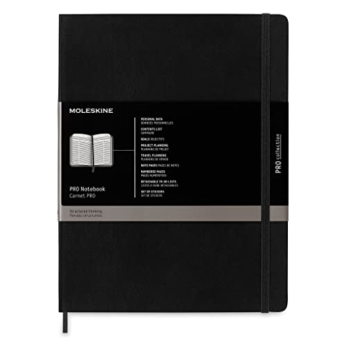 Moleskine, Professioneller Schreibtisch-Notizblock, A4-Notizblock für die Arbeit, Weicher Einband und elastischer Verschluss, Extra Großes Format 19 x 25, Farbe Schwarz, 192 Seiten von Moleskine