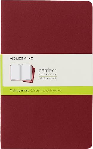 Moleskine S31038 Cahier Notizhefte (blanko, Large, Kartoneinband) 3-er-Set preiselbeerrot von Moleskine