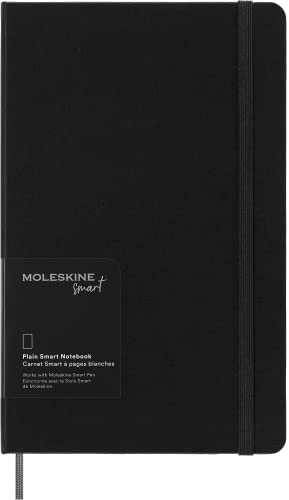 Moleskine Smart Notebook, Smart Writing System, Digitales Smart-Notizbuch mit Festem Einband, Blanko-Seiten und Praktischem Gummizugverschluss, Großformat 13 x 21, Farbe: Schwarz von Moleskine