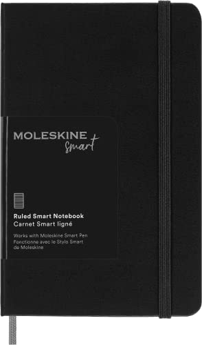 Moleskine Smart Notebook, Smart Writing System, Digitales Smart-Notizbuch mit Festem Einband, Linierten Seiten und Praktischem Gummizugverschluss, Taschenformat 9 x 14, Farbe: Schwarz von Moleskine