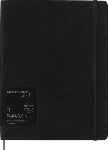 Moleskine Smart Notebook, Smart Writing System, Digitales Smart-Notizbuch mit Weichem Einband, Blanko-Seiten und Praktischem Gummizugverschluss, XL- Format 19 x 25, Farbe: Schwarz von Moleskine