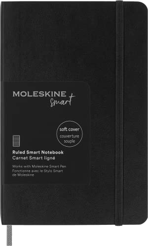 Moleskine Smart Notebook, Smart Writing System, Digitales Smart-Notizbuch mit Weichem Einband, Linierten Seiten und Praktischem Gummizugverschluss, Taschenformat 9 x 14, Farbe: Schwarz von Moleskine