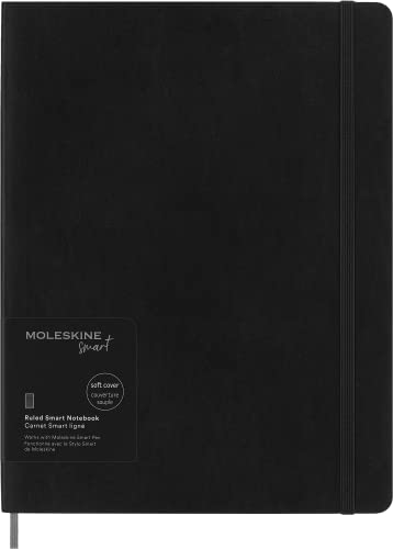 Moleskine Smart Notebook, Smart Writing System, Digitales Smart-Notizbuch mit Weichem Einband, Linierten Seiten und Praktischem Gummizugverschluss, XL- Format 19 x 25, Farbe: Schwarz von Moleskine
