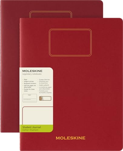 Moleskine Student Cahier Journal, Set 2 Notizhefte mit Abtrennbaren Weißen Seiten, Kartonumschlag und Aufkleber, Farbe Rot, Format XXL 21,6 x 27,9 cm Moleskine Student Cahier Journal, Set 2 Notizhefte mit Abtrennbaren Weißen Seiten, Kartonumschlag und Aufkleber, Farbe Rot, Format XXL 21,6 x 27,9 cm von Moleskine