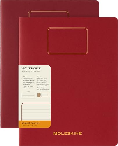 Moleskine Student Cahier Journal, Set 2 linierte Notizhefte mit heraustrennbaren Seiten, Kartonumschlag und Aufkleber, Farbe Rot, Format XXL 21,6 x 27,9 cm Moleskine Student Cahier Journal, Set 2 linierte Notizhefte mit heraustrennbaren Seiten, Kartonumschlag und Aufkleber, Farbe Rot, Format XXL 21,6 x 27,9 cm von Moleskine