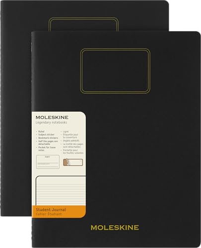 Moleskine Student Cahier Journal, Set 2 linierte Notizhefte mit heraustrennbaren Seiten, Kartonumschlag und Aufkleber, Farbe Schwarz, Format XXL 21,6 x 27,9 cm Moleskine Student Cahier Journal, Set 2 linierte Notizhefte mit heraustrennbaren Seiten, Kartonumschlag und Aufkleber, Farbe Schwarz, Format XXL 21,6 x 27,9 cm von Moleskine
