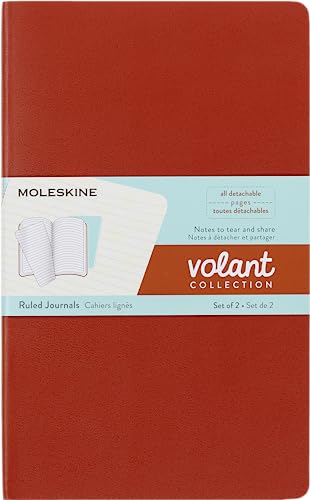 Moleskine Volant Notizhefte (liniert, Soft Cover, Large/A5) 2er-Set Korallrot, Aquamarinblau von Moleskine