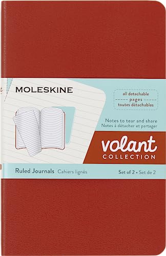 Moleskine Volant Notizhefte (liniert, Soft Cover, Pocket/A6) 2er-Set Korallrot, Aquamarinblau von Moleskine