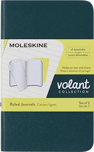 Moleskine Volant Notizhefte (liniert, Soft Cover, X-Small) 2er Set Kieferngrün, Zitronengelb von Moleskine