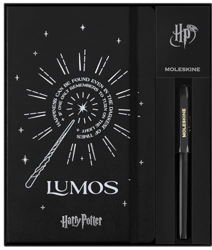 Moleskine Wizarding World Harry Potter Spells Kollektion Giftbox, Geschenkbox Kaweco Tintenroller und Liniertem Notizbuch mit Phosphoreszierendem festem Einband, Großformat 13 x 21 von Moleskine