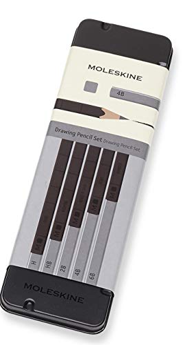 Moleskine Graphite Drawing Pencil Set (5 Graded Pencils), Black, Grey von Moleskine