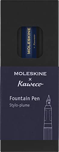 Moleskine x Kaweco Füllfederhalter aus ABS-Kunststoff mit Vergoldeter Feder der Größe M für Schriftsteller, Notizenmacher, Inklusive Blauer Tintenpatrone, Farbe Blau von Moleskine