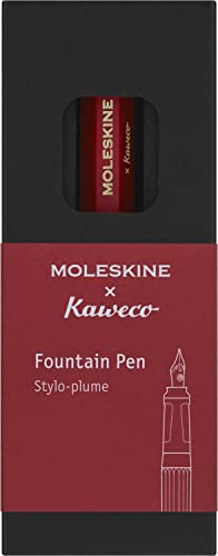 Moleskine x Kaweco Füllfederhalter aus ABS-Kunststoff mit Vergoldeter Feder der Größe M für Schriftsteller, Notizenmacher, Inklusive Blauer Tintenpatrone, Farbe Rot von Moleskine