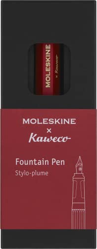 Moleskine x Kaweco Füllfederhalter aus ABS-Kunststoff mit Vergoldeter Feder der Größe M für Schriftsteller, Notizenmacher, Inklusive Blauer Tintenpatrone, Farbe Rot von Moleskine