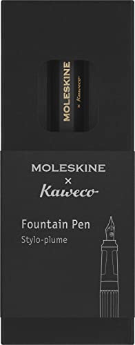 Moleskine x Kaweko Füllfederhalter aus ABS-Kunststoff mit Vergoldeter Feder der Größe M für Schriftsteller, Notizenmacher, Inklusive Blauer Tintenpatrone, Farbe Schwarz von Moleskine