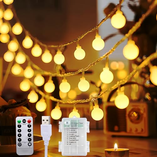 Lichterkette 3-in-1 Stromversorgung, 13M 100 Leds lichterkette außen batterie/USB, 8 Modi und Timer Funktion, ideal für Balkon, Partybeleuchtung, Zimmer, Camping, Hochzeit, Partyzelt von Molicar