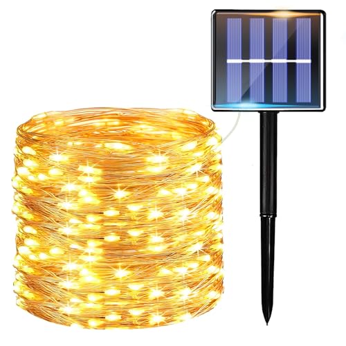 Solarlichterkette Outdoor 22m 200 LED, Kupferdraht Lichterkette Solar Außen, LED Solarlichter für Außen Garten, Solar Lichterkette Wasserdicht, Solarbeleuchtung für Außen Terrasse von Molicar
