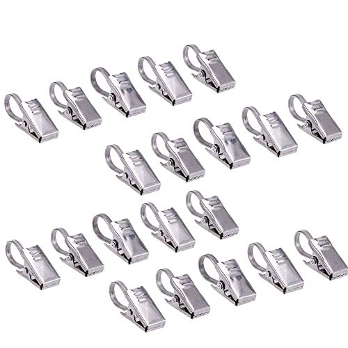 Molinter Seilklammern Gardinen Vorhang Clips Edelstahl Gardinenringe Klammern mit Haken für Seilspanngarnitur Seilspanner Seilspannsystem (20PCS) von Molinter