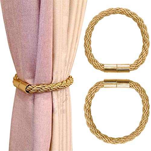 Molinter Vorhang Raffhalter Magnetisch Vorhangseil Clip Halter Holdbacks Gardinenklammern mit Starken Magnet für Heimtextilien 2 Stück (Gold) von Molinter