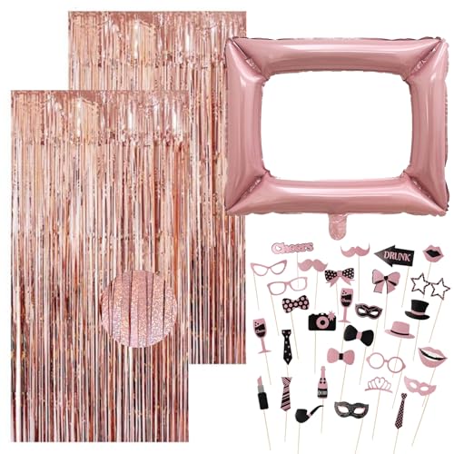 Molirex 33 StüCk Party Fotoautomat Requisiten Set- 1packen Foto Booth Props, 2stüCk Lametta Vorhang, EIN 98cm*83cm Aufblasbarer Fotorahmen FüR Hochzeit Party Deko Geburtstag JGA Fotobox Accessoires Molirex 33 StüCk Party Fotoautomat Requisiten Set- 1packen Foto Booth Props, 2stüCk Lametta Vorhang, EIN 98cm*83cm Aufblasbarer Fotorahmen FüR Hochzeit Party Deko Geburtstag JGA Fotobox Accessoires von Molirex