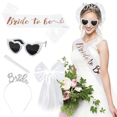 Molirex JGA Accessoires Frauen - Umfasst Schleier Braut,Scherpe Selbst Beschriften,Braut Haarschmuck,Herz Sonnenbrille Perle,Whiteboard Stifte FüR Junggesellenabschied Und Hochzeitsfotografie Molirex JGA Accessoires Frauen - Umfasst Schleier Braut,Scherpe Selbst Beschriften,Braut Haarschmuck,Herz Sonnenbrille Perle,Whiteboard Stifte FüR Junggesellenabschied Und Hochzeitsfotografie von Molirex