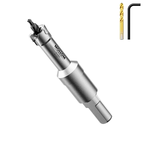 Mollom (13mm | 1/2'') Lochsäge T.C.T Schwerlast-Hartmetall-bestückt mit 2 Führungsbohrern für Edelstahl, Baustahl, Eisen, Kupfer, Messing, Kunststoff von Mollom