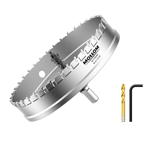 Mollom (170mm | 6-11/16'') Lochsäge T.C.T Schwerlast-Hartmetall-bestückt mit 2 Führungsbohrern für Edelstahl, Baustahl, Eisen, Kupfer, Messing, Kunststoff von Mollom