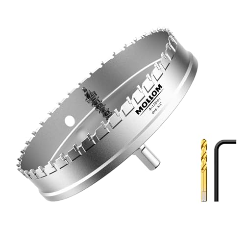 Mollom (172mm | 6-3/4'') Lochsäge T.C.T Schwerlast-Hartmetall-bestückt mit 2 Führungsbohrern für Edelstahl, Baustahl, Eisen, Kupfer, Messing, Kunststoff von Mollom
