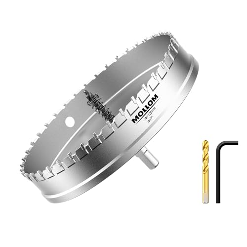 Mollom (178mm | 7'') Lochsäge T.C.T Schwerlast-Hartmetall-bestückt mit 2 Führungsbohrern für Edelstahl, Baustahl, Eisen, Kupfer, Messing, Kunststoff von Mollom
