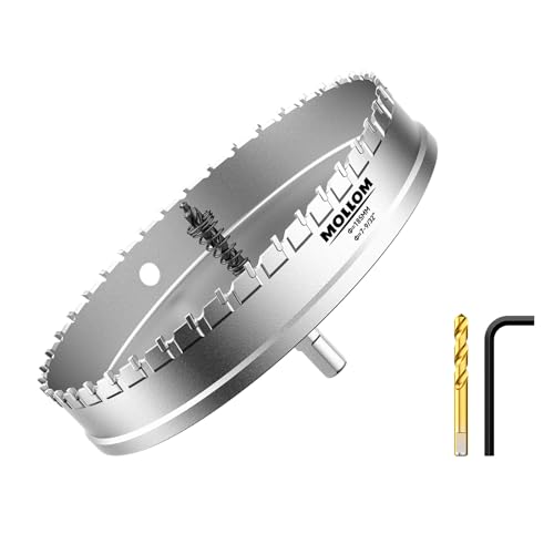 Mollom (185mm | 7-9/32'') Lochsäge T.C.T Schwerlast-Hartmetall-bestückt mit 2 Führungsbohrern für Edelstahl, Baustahl, Eisen, Kupfer, Messing, Kunststoff von Mollom