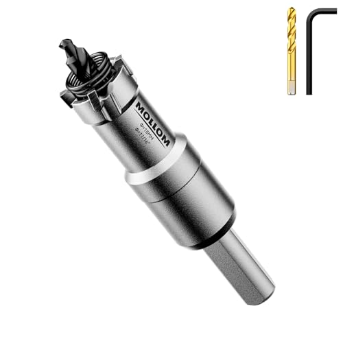 Mollom (18mm | 11/16'') Lochsäge T.C.T Schwerlast-Hartmetall-bestückt mit 2 Führungsbohrern für Edelstahl, Baustahl, Eisen, Kupfer, Messing, Kunststoff von Mollom