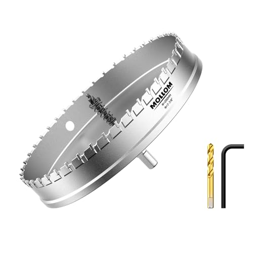 Mollom (200mm | 7-7/8'') Lochsäge T.C.T Schwerlast-Hartmetall-bestückt mit 2 Führungsbohrern für Edelstahl, Baustahl, Eisen, Kupfer, Messing, Kunststoff von Mollom