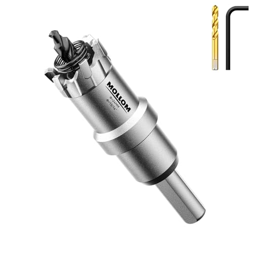 Mollom (24mm | 15/16'') Lochsäge T.C.T Schwerlast-Hartmetall-bestückt mit 2 Führungsbohrern für Edelstahl, Baustahl, Eisen, Kupfer, Messing, Kunststoff von Mollom