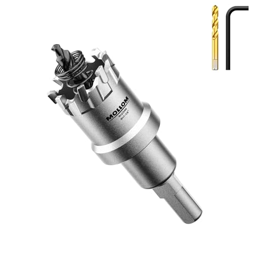 Mollom (27mm | 1-1/16'') Lochsäge T.C.T Schwerlast-Hartmetall-bestückt mit 2 Führungsbohrern für Edelstahl, Baustahl, Eisen, Kupfer, Messing, Kunststoff von Mollom