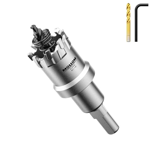 Mollom (29mm | 1-1/8'') Lochsäge T.C.T Schwerlast-Hartmetall-bestückt mit 2 Führungsbohrern für Edelstahl, Baustahl, Eisen, Kupfer, Messing, Kunststoff von Mollom