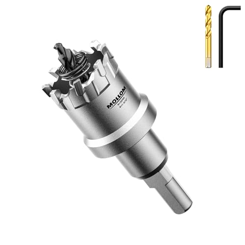 Mollom (30mm | 1-3/16'') Lochsäge T.C.T Schwerlast-Hartmetall-bestückt mit 2 Führungsbohrern für Edelstahl, Baustahl, Eisen, Kupfer, Messing, Kunststoff von Mollom