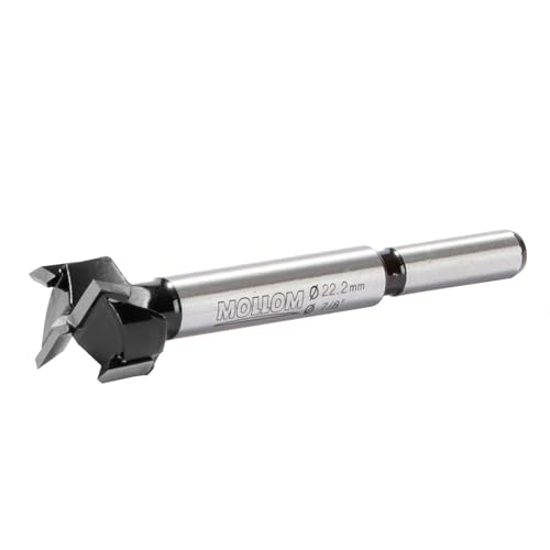 Mollom 22,2mm (7/8") Forstnerbohrer mit langlebiger YG8 Hartmetall-Dicke von 2,0mm für präzise Holzbearbeitung. Ideal für Hartholz, Kunststoff und Sperrholz von Mollom