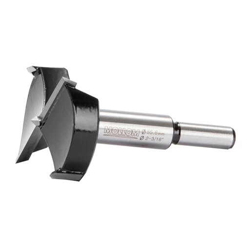 Mollom 55,6mm (2-3/16") Forstnerbohrer mit langlebiger YG8 Hartmetall-Dicke von 2,0mm für präzise Holzbearbeitung. Ideal für Hartholz, Kunststoff und Sperrholz von Mollom