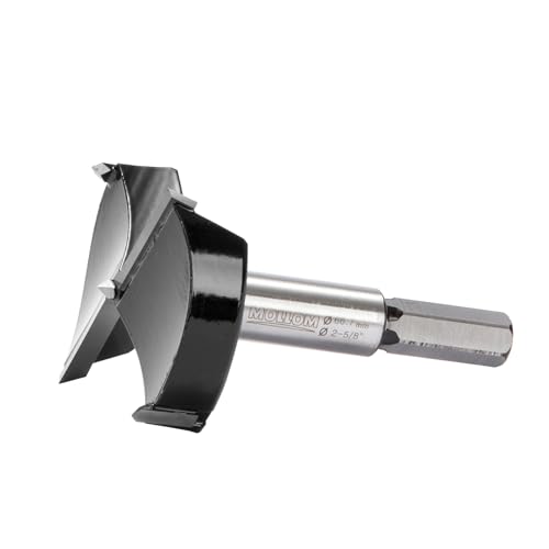 Mollom 66,7mm (2-5/8") Forstnerbohrer mit langlebiger YG8 Hartmetall-Dicke von 2,0mm für präzise Holzbearbeitung. Ideal für Hartholz, Kunststoff und Sperrholz von Mollom