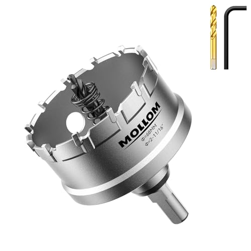 Mollom (68mm | 2-11/16'') Lochsäge T.C.T Schwerlast-Hartmetall-bestückt mit 2 Führungsbohrern für Edelstahl, Baustahl, Eisen, Kupfer, Messing, Kunststoff von Mollom
