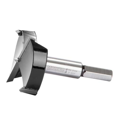 Mollom 69,9mm (2-3/4") Forstnerbohrer mit langlebiger YG8 Hartmetall-Dicke von 2,0mm für präzise Holzbearbeitung. Ideal für Hartholz, Kunststoff und Sperrholz von Mollom