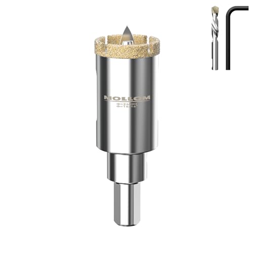 Mollom Diamantbohrer, 24mm (15/16") Diamant-Lochsäge mit 2 Zentrierbohrer für glattes Schneiden von Porzellanfliesen, Glas, Keramik, Marmor, Glasfaser usw von Mollom